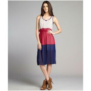 ABS by Allen Schwartz Colorblock Chiffon Dress S